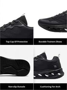 CAMEL CROWN 女士减震、回弹、防滑、舒适休闲运动鞋 - 黑色 - 查看 4