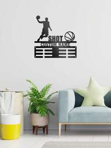 1pc Personalized Custom Football Medal Holder, Custom Name Custom Football Medal Hanger, Metal Display Awards Wall Metal Art For Living Room