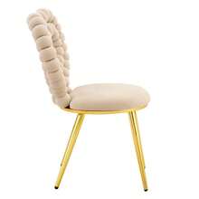 Light Beige Velvet Dining Chairs (Set Of 2) – Heart-Shaped Openwork Backrest, Gold-Plated Metal Legs, Versatile For Dining Rooms, Hallways And Living Rooms - Beige 1 - View 6