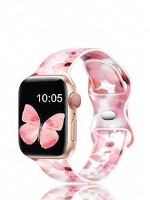 St.siabe Unisex Fashion Soft Breathable Colorful Printed Silicone Butterfly Buckle Watchband Compatible With Apple Watch Series 38mm 40mm 41mm 45mm 44mm 42mm 46mm 49mm, Versatile Casual Wristband, Bracelet, Wrist Party, Valentine's Day, New Year Gift, Replacement Strap Accessory For Watch Ultra Series 10/9/8/7/6/5/SE/4/3/2/1 - Multicolor 1 - View 6