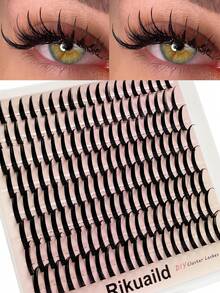 Rikuaild 160pcs D Curl 13-20mm Spiky Cartoon False Eyelashes, Soft & Lightweight Thick Lash Clusters, Create Dramatic Lash Effect, Suitable For Fairy, Halloween Costume, Party Makeup - D - 查看 2