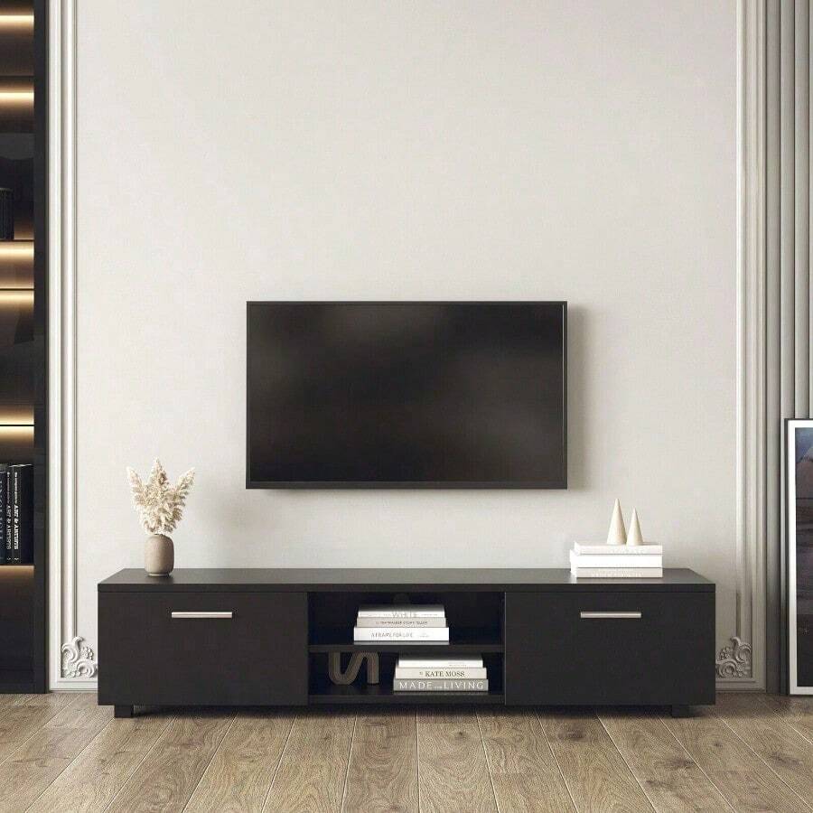 ZXCV TV Stand For Television Up To 70 Inch, Entertainment Center Television Table - màu đen - Xem 1