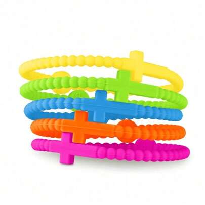 5 Random Colors Cool Colors Unisex Couple Bracelets Cross Silicone Bracelets New Fashion Bracelets Accessories Gifts Unique Outfit Accessories Gifts
