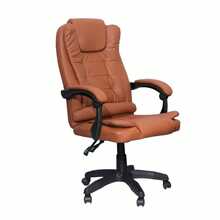 DASCK Sillón de Oficina Reclinable – Cuero Sintético Marrón, Altura Ajustable, Base Giratoria y Apoyabrazos Acolchados – Silla de Dirección Ergonómica - Marrón - Ver 1