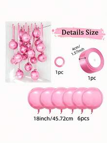 10 piezas de globos verdes oscuros de 18 pulgadas 4D con cintas de poliéster verde oscuro y papel protector, portátiles para decoración de habitaciones, decoración de fiestas, decoración de bodas, reuniones familiares - Rosa - Ver 5