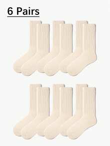 1双/3双/6双装复古纯色宽松袜子 - 百搭，可搭配乐福鞋打造日常时尚造型 - 彩色 - 查看 17