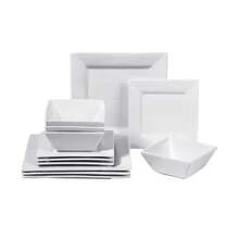 ***  *** White Porcelain Square Dinnerware Set, 12pcs (4 People) Xmas - White - View 5