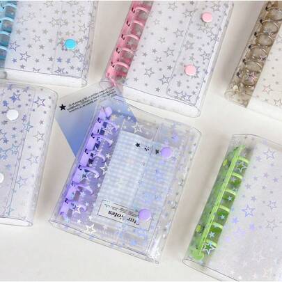 A7 Size Portable Transparent Loose-Leaf Binder, Transparent Sticker Book, Photo Storage Sleeves, Photo Album, Budget Planner, Diary, Notebook, Office Supplies