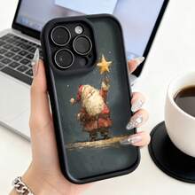 Funda de Teléfono Santa Claus Sosteniendo Estrella Diseño Navideño Para iPhone 14 13 12 11 Pro Max Y  Galaxy S23 S22 S21 Plus Funda de Protección para Teléfono Regalo de Pareja para Novio Novia Presente de Vacaciones - Burdeos - Ver 3