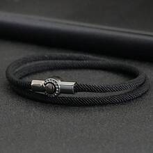 diffone 简约设计手工 4 毫米米兰绳手链黑色简易磁性手链男女最佳朋友腕带首饰 - 黑色 - 查看 6