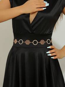 1 قطعة سلسلة معدنية دائرية فارغة للخصر على الطراز البوهيمي، إكسسوار موضة للفساتين والقمصان للنساء