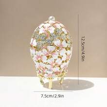 1个椭圆形花卉复活节彩蛋珐琅首饰盒，复古俄罗斯珐琅复活节礼盒，可收纳耳环、戒指、项链等，创意装饰首饰盒 - 彩蛋首飾盒 - 查看 14