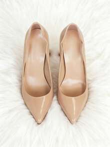 MERUMOTE 4.72"/12CM Slip On High Heels For Women Closed Pointed Toe Stilettos Sexy Wedding Party Pumps - khỏa thân - Xem 7