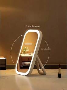 LED化妆镜，带灯化妆镜，迷你化妆镜，3种灯光模式，触控操作，可折叠支架，便携式，卧室镜，旅行化妆镜，USB充电电池，适用于家庭/浴室/卧室/办公室/客厅，万圣节、圣诞节送给女性的绝佳礼物，家居/房间装饰，秋季家居装饰，赠品，旅行，物美价廉，旅行必备 - 彩色 - 查看 8
