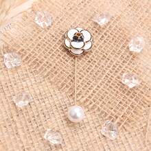Vintage Camellia Brooch Set, Gold-Toned Craft With Enamel, Pearl & Intricate Detailing, Fashion-Forward Statement Accessory For Enthusiasts, Ideal For Outfits, Bags & Styling - màu đen - Xem 3