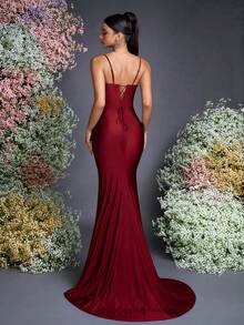 Đầm cúp ngực AOSHABABI màu đỏ tía, chất liệu vải co giãn cao cấp, thiết kế vai và cổ thanh lịch, chân váy đuôi cá, sang trọng, chi tiết buộc dây phía sau tạo vẻ lãng mạn, phù hợp cho các dịp trang trọng, lễ hội âm nhạc, dạ hội, đám cưới, tiệc tùng, lễ tốt nghiệp, tiệc cocktail, hẹn hò, kỳ nghỉ và làm đầm phù dâu cho tiệc mùa xuân. - Màu Đỏ Sâu - Xem 6