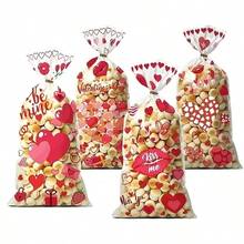50pcs Valentine's Day Red Heart Pattern Gift Packaging Bags, Heart And Red Lip Design Transparent Self-Adhesive Bags, Mixed Packaging Bags Full Of Love And Romantic Atmosphere, Suitable For Valentine's Day, Wedding, Birthday, Anniversary And Other Party Gifts - Multicolor - View 3