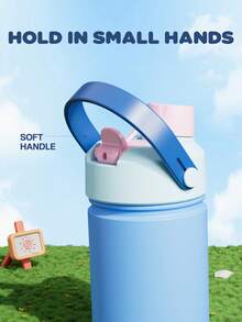 12oz Stainless Steel Insulated Cup: 2-In-1 Straw Lid, Leak-Proof Insulated Cup, Easy To Clean, Suitable For School, Travel, Playtime, And Gifting - Pink and Blue Color Blocking - View 5