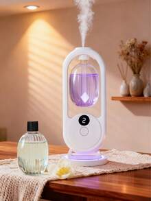 1 pieza Difusor de aroma automático y difusor de aceites esenciales, ambientador eléctrico para el hogar, montado en la pared/sobre la mesa, con luz nocturna de color, 5 modos de funcionamiento, adecuado para dormitorio, oficina, habitación de mascotas, decoración del hogar, eliminación de olores en el baño, gran regalo para mujeres. 6 aceites esenciales con fragancias disponibles (p. ej. lavanda, jazmín, Shangri-La, lirio, gardenia, etc.) - Blanco - Ver 5