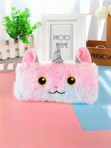 Cute Colorful Unicorn Radium Large Capacity Pencil Case Student Girl's Heart Stationery Bag Pencil Case Gift Gradient Unicorn Plush Pencil Case Girl's Small Size Cosmetic Bag Asymmetrical Color Storage Bag Wallet Pencil Case[The Unicorn's Horn Has A Random Color] - Multicolor - View 14
