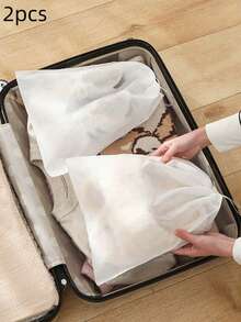 2/10/20/30 piezas Bolsas portátiles para zapatos, Bolsas a prueba de polvo para zapatos, Bolsas de viaje para zapatos, Cubiertas para zapatos para el hogar, Bolsas de almacenamiento para zapatos, Cubiertas protectoras para zapatos, Cubiertas para zapatos blancas, Bolsas universales a prueba de polvo para ropa y almacenamiento de viaje, Bolsas con cordón para zapatos, Cubiertas portátiles a prueba de polvo para zapatos, Unisex, Bolsas de almacenamiento de viaje, Artículos esenciales de viaje, Artículos esenciales para cruceros, Artículos esenciales para vacaciones - Blanco - Ver 14