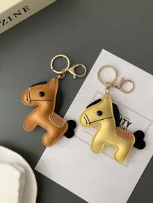 1个可爱迷你小马钥匙扣，DIY配饰吊坠，适合派对、卡通装饰，皮革/PU材质，休闲百搭，优雅派对及街头时尚，合金材质，四季皆宜，可挂在包包/手机/车上，是送给她的贴心礼物，适合2025年各种节日、婚礼、复活节、圣诞节等场合，可作为包包挂饰、汽车装饰、送给老师、朋友、姐妹的礼物。