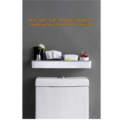 Toilet Storage Rack, Wall-Mounted Storage Rack Above The Bathroom Toilet, Non-Drilling Storage And Storage, Plastic Bathroom Storage Rack