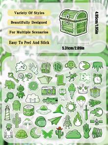 50 Stücke grüne Aufkleber für Laptop-Hülle, Handyhülle, Sammelalbum-Cover, DIY-Dekoration, Kritzeleien - Verschiedenfarbig - Übersicht 2