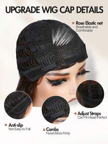 Long Layered Straight Yaki Wig Middle Part No Bangs Glueless Wig Pre Cut Put On And Go High Density Heat Resistant Fiber None Lace Wig For Women Daily Life Or Party Use 26inch Long(Highlight Brown) - Brown Highlight - View 8