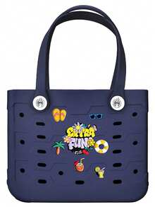 Solid Color Large-Capacity Women's Beach Bag, Multiple Colors Available, Waterproof Open Design, Easy To Clean, EVA Oversized Handbag Tote Bag, Fashionable Shopping Bag, Multi-Functional Holiday Travel Bag, Shoulder Tote Bag, Oversized, Medium, Small Size For You To Choose (Including A Set Of Drop Plastic Decorations) - 彩色 - 查看 23