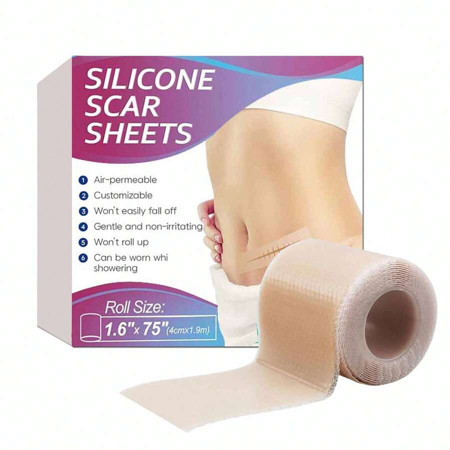0.39" X 59.06" Silicone Scar Sheets, Suitable For All Skin Types, Reusable Silicone Scar Tape, Scar Gel Bandage Roll, Professional Use