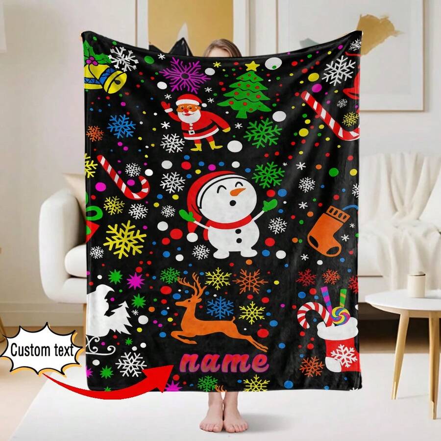 A Custom-Made Christmas-Style Flannel Blanket, Custom-Made Couple And Family Photos, Personal Art Photos Or Custom Pet Photos And Text Are Perfect Gifts For Father's Day, Mother's Day Or Pet Lovers - Full Pattern Customization - View 1