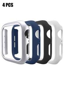 4 件装休闲时尚 PC 镂空手表壳防摔保护套，兼容 38/40/41/42/44/45/46/49mm，适用于 Series Ultra/SE/11/10/9/8/7/6/5/4/3/2/1，智能手表保护壳配件 - 黑色+銀色+白色+午夜藍 - 查看 15