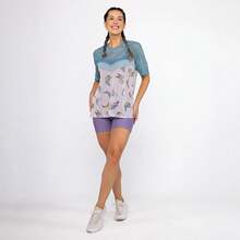 Women's Printed Tulle Blouse/Shirt, Lightweight And Stylish, Perfect For Layering, Fitness, And Modern Casual Looks. Oversized Shirt. - 水彩金剛鸚鵡 - 查看 4