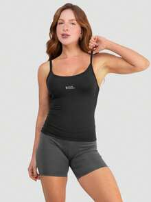 Kit Of 2 Women's Plain Polyamide Tank Tops With Thin Straps, Slim Fit, Summer Gym T-Shirt - 白色PK + 黑色PK - 查看 6