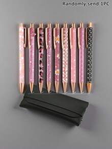 6pcs/Set Elegant Women's Ballpoint Pens, Cute Shiny Ballpoint Pens, Exquisite Gift Pens, Diary Pens, Suitable For Office, School, Valentine's Day, Thanksgiving, Graduation Ceremony, Metal Pen Tip, Round Pen Body, Fashionable Shiny Design