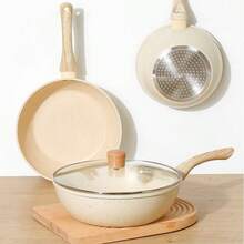 1pc Aluminum Non-Stick Frying Pan, Small Skillet, Flat Bottom Non-Stick Pan, Multi-Purpose Cooking Pan, Suitable For Home Use And Induction Cooktop - Multicolor - View 2