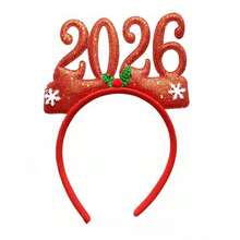 1件圣诞节2025数字装饰发箍，闪亮发箍，新年派对节日头饰发圈发饰 - 彩色 - 查看 10