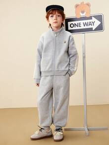 mini bala Infrared Heating Series Boys Thermal Set Antibacterial Long Sleeve & Pants Warm Winter 2025 - Light Gray - View 1