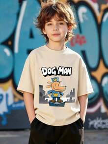 T-shirt à manches courtes, col rond, décontracté et ample, avec imprimé de dessin animé mignon pour garçons. Cadeau d'été, convient pour l'école et les activités extérieures - Nude - Voir 7