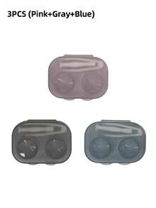 5/4/3/2/1件复古时尚糖果色迷你隐形眼镜盒套装，带镜子，小巧便携，可浸泡式收纳，适用于各种隐形眼镜。