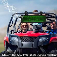 UTV/ATV 17英寸蓝牙音箱条，配备4个扬声器，音质增强，防水，带多色灯光，适用于高尔夫球车 - 黑色 - 查看 4