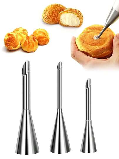 1 adet/3 adet Krema Sırlama Borusu Ucu, Paslanmaz Çelik Uzun Krema Püskürtme Ucu Dekor Küçük Pasta Sırlama Borusu Dekorasyon Aletleri, Krema Püskürtme Ucu Pişirme Aleti, Paslanmaz Çelik Boru Ucu, Fırınlama İçin Puf Krema Borusu Ucu, Krema Sırlama Borusu Ucu