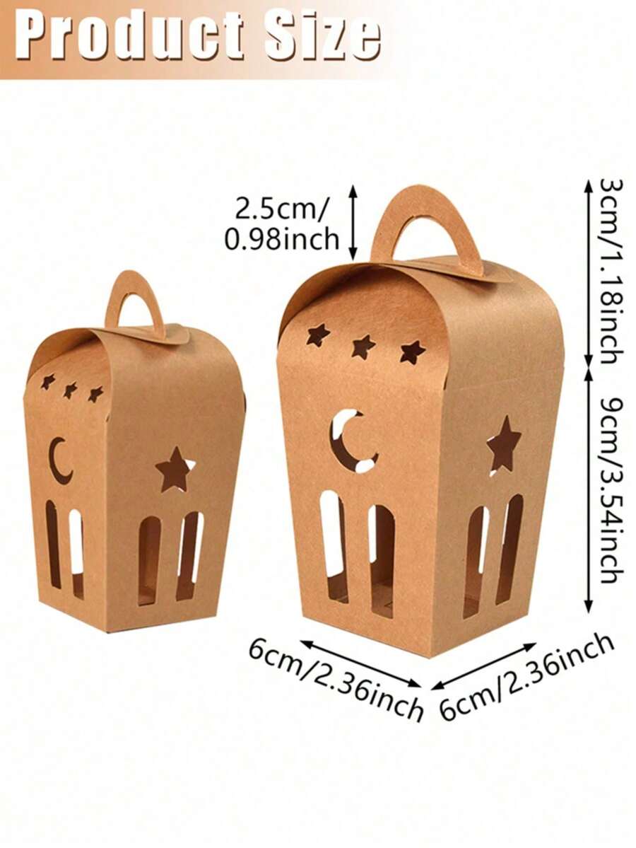 1/10/20个装牛皮纸礼品盒，镂空星月图案，棕色牛皮纸糖果盒，适用于派对、礼品包装和纪念品 - 彩色 - 查看 1