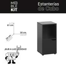 KIWI Modular Wooden Cube Shelving Unit In Various Sizes And Configurations (2 To 9 Compartments), Versatile Bookshelf For Books, Storage And Decoration, Various Colors Available - BLACK - 2 Compartments + 1 Door | 30*29*61cm - View 4