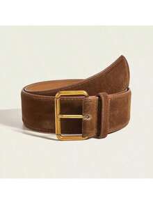 4pcs/2pcs/1pc Women Plus Size Retro Casual Metal Buckle Velvet Skinny Waist Belt, Suitable For Dresses, Jeans, Parties, Business Meetings, Autumn/Winter, Great Christmas And Valentine's Day Gift For Girlfriend - Multicolor - View 7