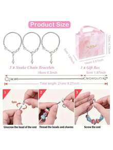 4套DIY手链串珠套装，每套包含135颗/129颗/67颗珠子，包含独角兽和美人鱼主题，内含60件配件、3条手链和3条项链，适合作为生日、圣诞节、新年和情人节礼物。 - 彩色 - 查看 10