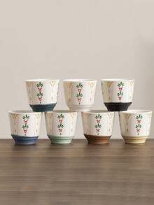 1 pieza Taza de café saudí de cerámica de 180ml, taza de agua creativa de Ramadán, taza de té, taza de latte manual, regalo del Día del Padre, regalo del Día de la Madre, regalo para amigos, regalo festivo para colegas, 7 estilos disponibles - Multicolor - Ver 2