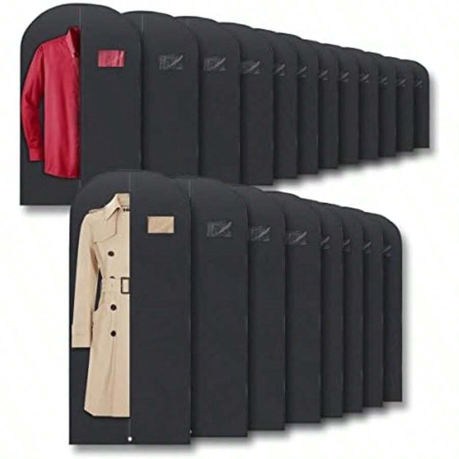 Plixio Bolsas de ropa negras de 40 pulgadas, bolsa de traje para vestidos, camisas, abrigos de piel, chaquetas y trajes de baile, traje colgante para hombres y mujeres, almacenamiento en el armario(Black - Mixed Sizes: 20 Pack) - Multicolor - Ver 1