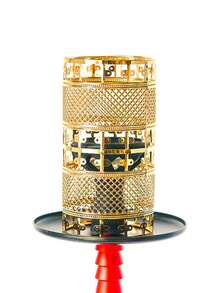 2件套阿拉伯水烟防风罩，空心金属耐热水烟配件，防风水烟瓶，流行水烟防风罩套装（金银色，时尚实用水烟配件）